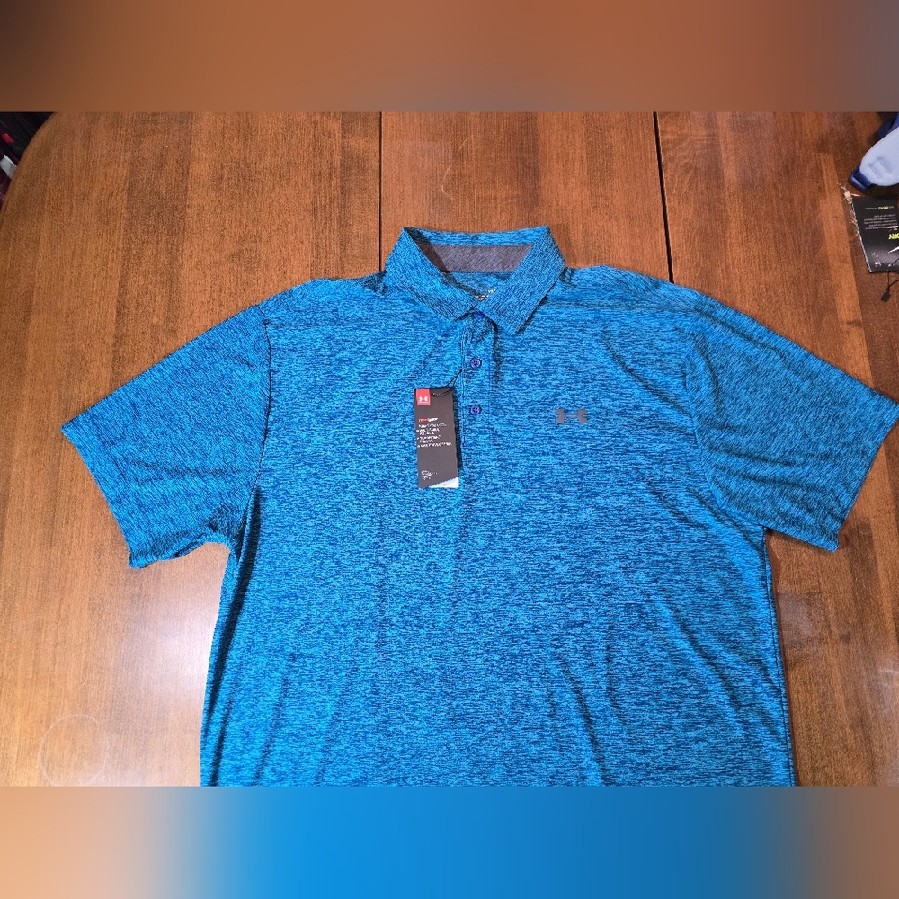 Under Armour Vibrant Blue Speckled Polo; Loose Fitted LG/G/G